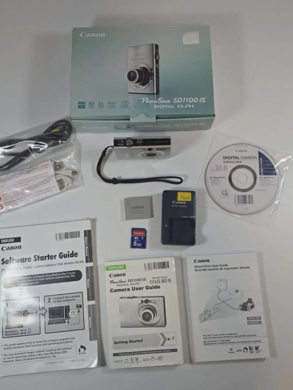 CANON POWER SHOT SD1100 IS DIGITAL ELPH SILVER CAMERA **READ**